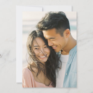 Joyful Beige Blue Romantic Photo Invitation
