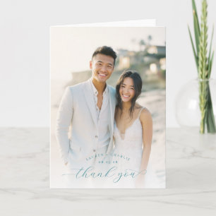 Joyful Beige Elegant Photo Thank You Card