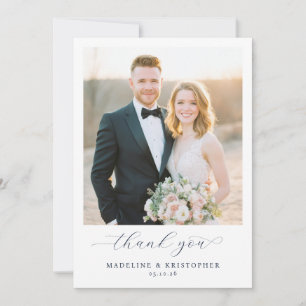 Joyful Beige Elegant Photo Thank You Card