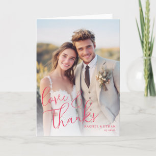 Joyful Beige Romantic Photo Thank You Card