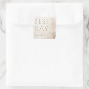 Joyful Beige Watercolor Calligraphy Square Sticker