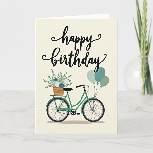 Joyful Bicycle Birthday Card (Front)