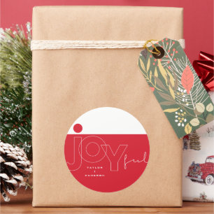 Joyful Big And Bold Red Dot Christmas Or Holiday Classic Round Sticker