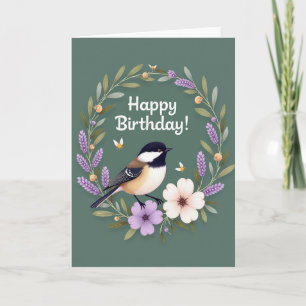 Joyful Bird Wreath Birthday Card