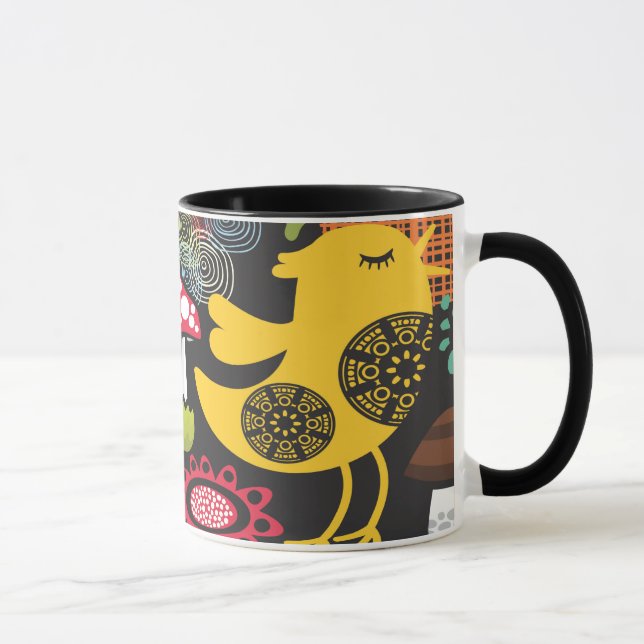 Joyful Birds in a Colorful Garden Mug (Right)