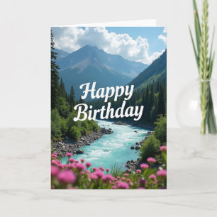 Joyful Birthday Aquamarine River Card