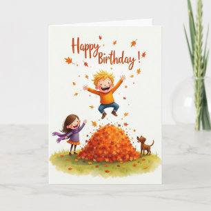 Joyful Birthday Autumn Leaves Card