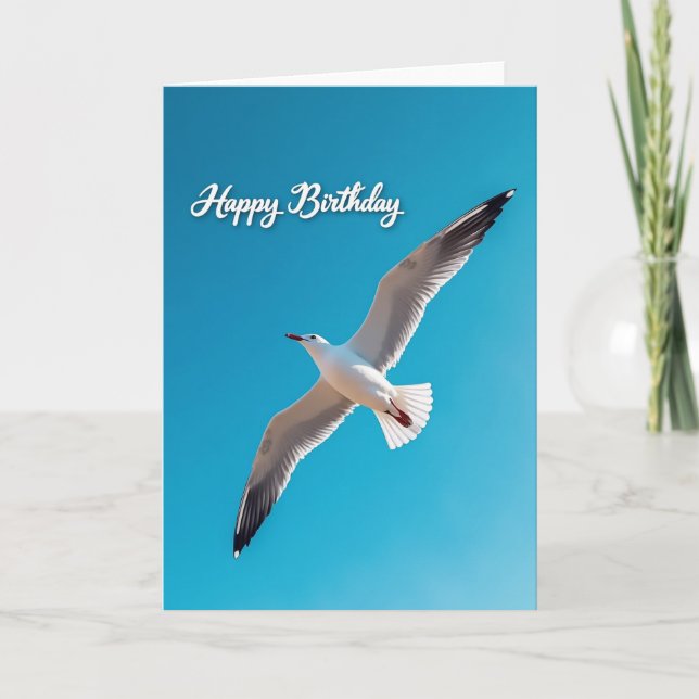 Joyful Birthday Azure Bird Card (Front)
