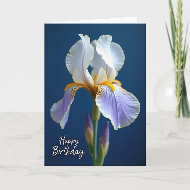 Joyful Birthday Azure Flower Card (Front)