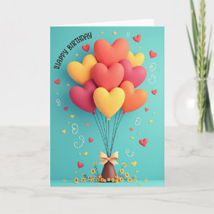Joyful Birthday Balloon Heart Card