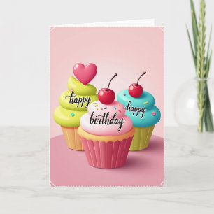 Joyful Birthday Cupcake Trio Card