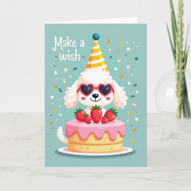 Joyful Birthday Dog Cake Card (Front)