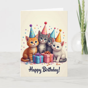 Joyful Birthday Feline Party Card