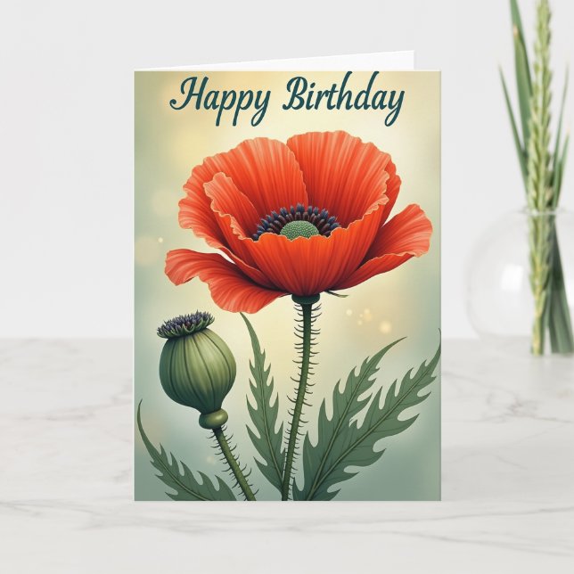 Joyful Birthday Fiery Flower Card (Front)