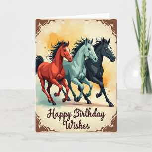 Joyful Birthday Galloping Horse Card