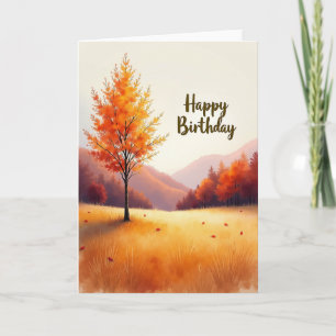 Joyful Birthday Golden Autumn Card