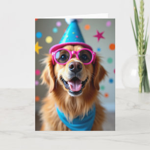 Joyful Birthday Golden Dog Card