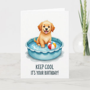 Joyful Birthday Golden Puppy Card