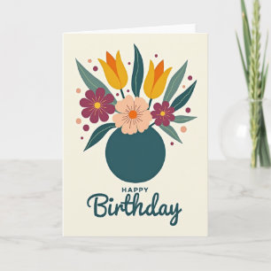 Joyful Birthday Graphic Flowers Card