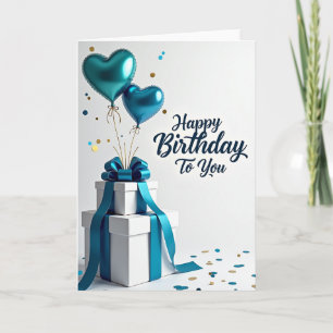 Joyful Birthday Heart Balloons Card