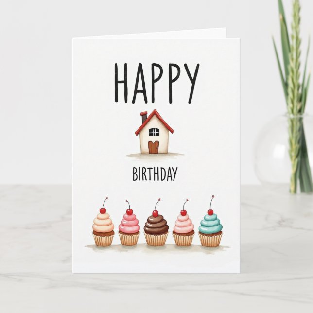 Joyful Birthday House Card (Front)