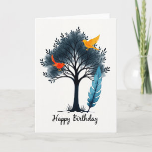 Joyful Birthday Indigo Tree Card
