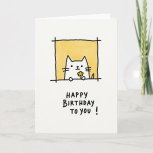 Joyful Birthday Minimalist Cat Card