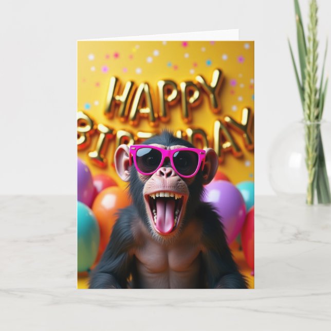 Joyful Birthday Monkey Card (Front)