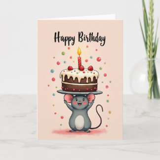 Joyful Birthday Mouse Cake Card