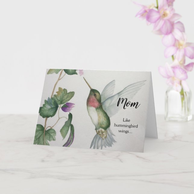 Joyful Birthday Mum Hummingbird Wings Elegant Love Card (Orchid)