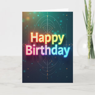 Joyful Birthday Neon Glow Card