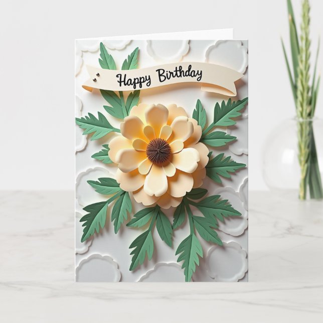 Joyful Birthday Paper Bloom Card (Front)