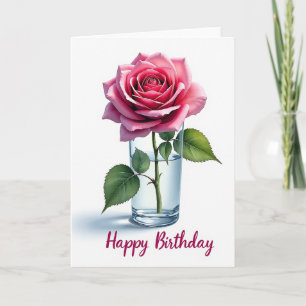 Joyful Birthday Pink Flower Art Card