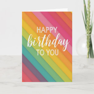 Joyful Birthday Rainbow Stripe Card