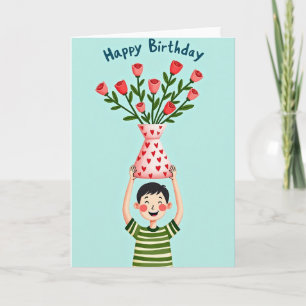 Joyful Birthday Rose Bouquet Card