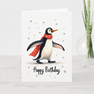 Joyful Birthday Scarfed Birdie Card