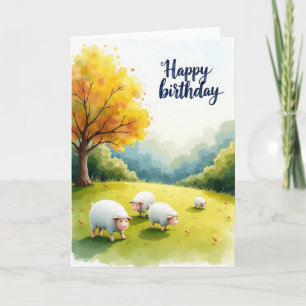 Joyful Birthday Sheep Meadow Card