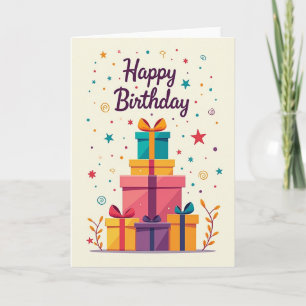 Joyful Birthday Stacked Gifts Card