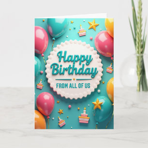 Joyful Birthday Teal Plaque Card