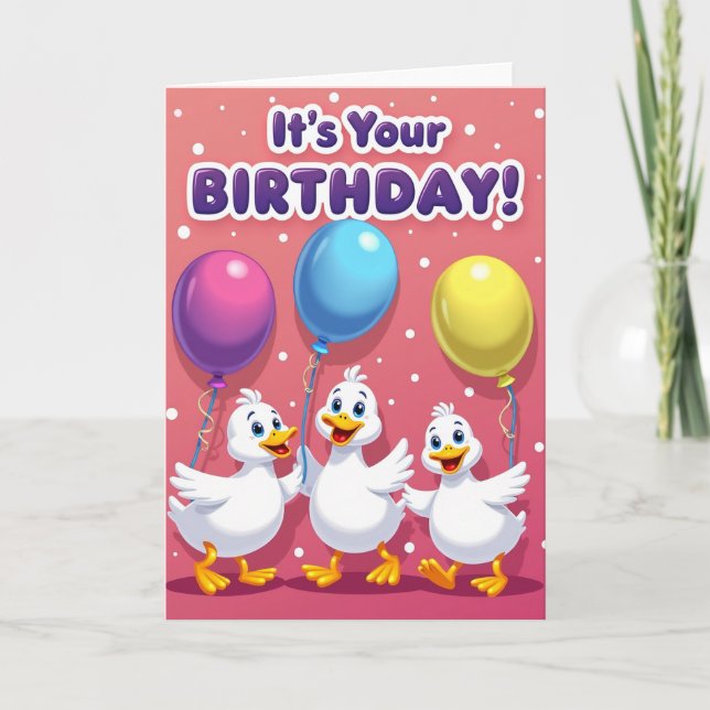 Joyful Birthday Three Birds Card (Front)