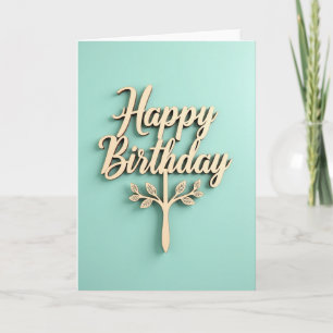 Joyful Birthday Wooden Script Card