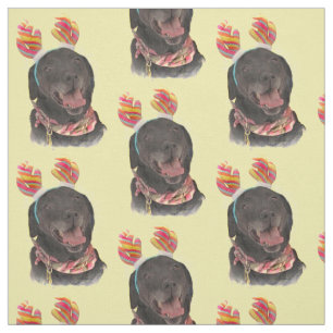 Joyful Black Labrador Retriever Dog Fabric