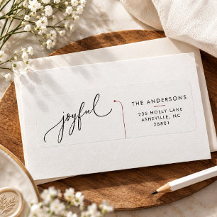 Joyful Black Script Christmas Return Address Label