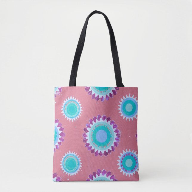 Joyful Bloom Pattern – Colourful Floral Tote Bag (Front)