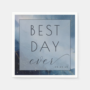 Joyful Blue Abstract Celebration Napkin