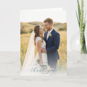 Joyful Blue and Green Photo Thank You Card