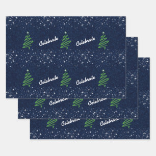 Joyful Blue Evening Wrapping Paper Sheet