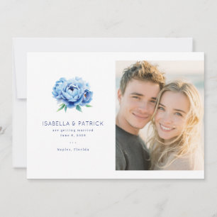Joyful Blue Floral Photo Save The Date