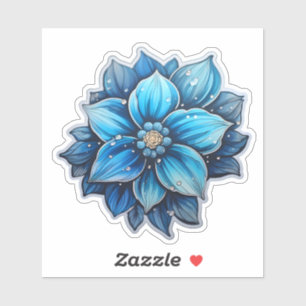 Joyful Blue Flower Holiday Sticker