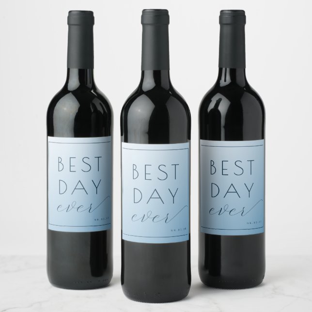 Joyful Blue Typographic Celebration Wine Label (Bottles)